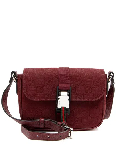 Gucci Red Gg Canvas Web Buckle Mini Crossbody (authentic Pre-loved)