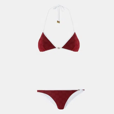 Pre-owned Gucci Red Gg Terry Bikini Set S