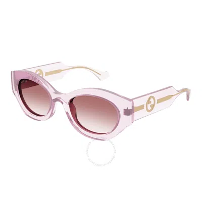 Gucci Red Gradient Oval Ladies Sunglasses Gg1553s 003 52 In Pink