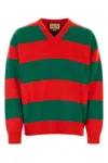 Gucci Embroidered Stretch Wool Blend Sweater In Multicolor