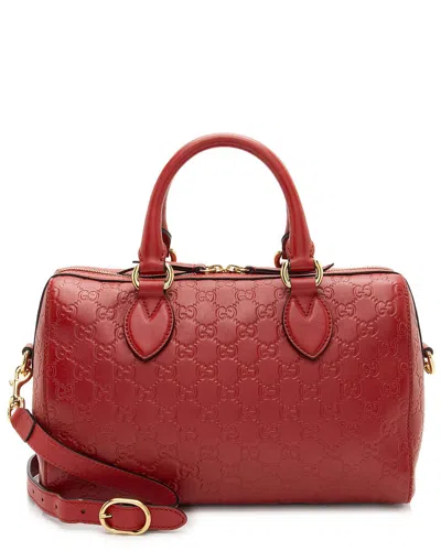Gucci Red Ssima Leather Boston Bag (authentic Pre-loved)