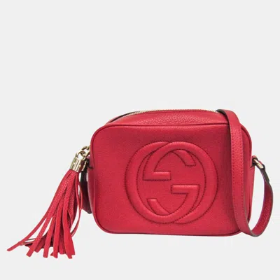 Pre-owned Gucci Red Interlocking G Leather Soho Disco Bag