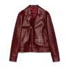 Gucci Biker Leather Jacket In Burgundy