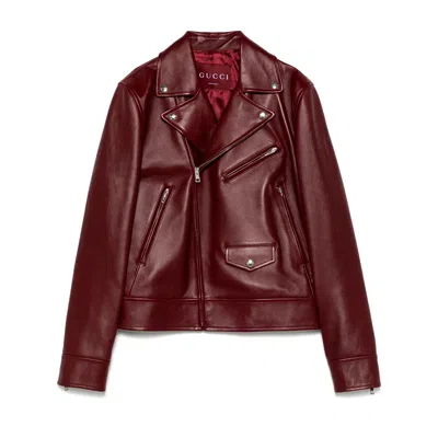 GUCCI GUCCI RED JACKETS - BIKER JACKETS WOMEN