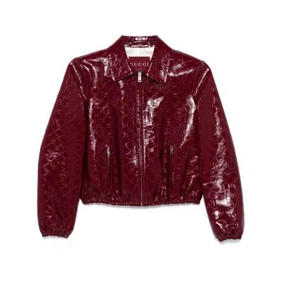 GUCCI GUCCI RED JACKETS - LEATHER JACKETS WOMEN