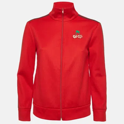 Pre-owned Gucci Red Jersey Zip-up Jacket S