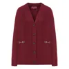 Gucci Wool And Cashmere V-necked Cardigan In Red