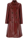 Gucci Red Lamb Leather Coat In Burgundy