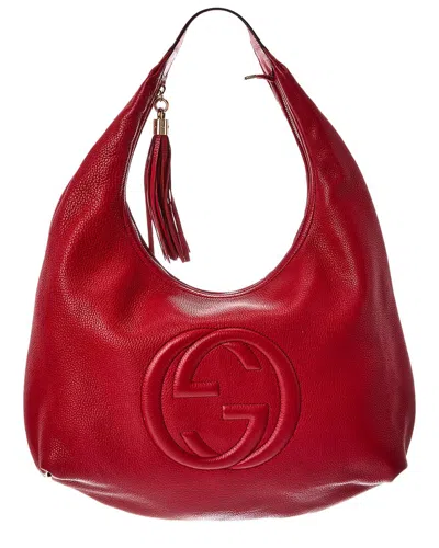 Pre-owned Gucci Red Lambskin Soho Hobo Bag (authentic Pre-loved)