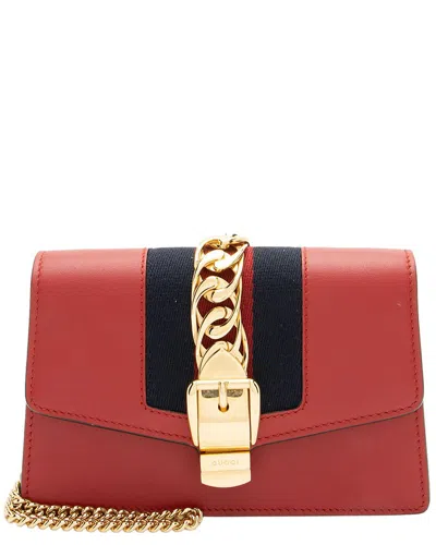 Gucci Red Leather In Brown