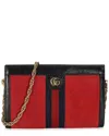 Gucci Red Leather & Suede Web Small Ophidia Chain Shoulder Bag (authentic Pre-  Loved) In Red