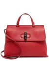Gucci Red Leather Bamboo Daily Medium Top Handle (authentic Pre-loved)