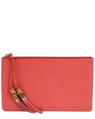 Gucci Red Calfskin Bamboo Tassel Pouch