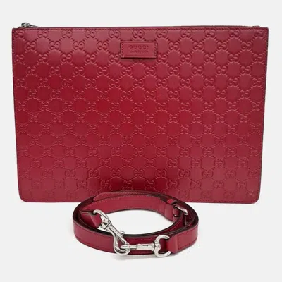 Pre-owned Gucci Red Leather Cimaline Clutch And Crossbody Bag