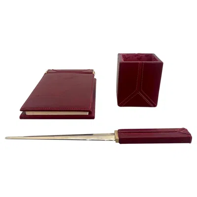 Pre-owned Gucci Red Leather Desk Set, 1980s Italy