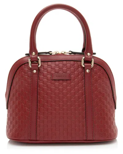 Gucci Red Leather Dome Small Satchel (authentic Pre-loved) In Brown