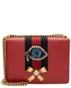 Gucci Red Leather Evil Eye Chain Medium Shoulder Bag (authentic Pre-loved) In Multi