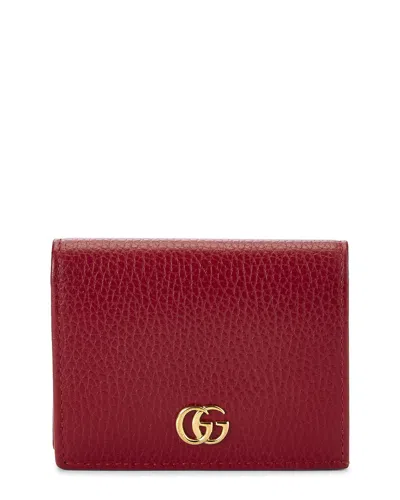 Pre-owned Gucci Red Leather Gg Card Case (authentic Pre-loved)