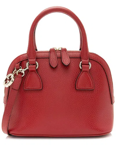 Gucci Red Leather Gg Charm Dome Small Satchel (authentic Pre-loved)