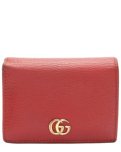 Gucci Red Leather Gg Marmont Card Case (authentic Pre-loved)