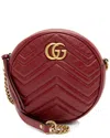 Gucci Red Leather Gg Marmont Round Mini Shoulder Bag (authentic Pre-loved)