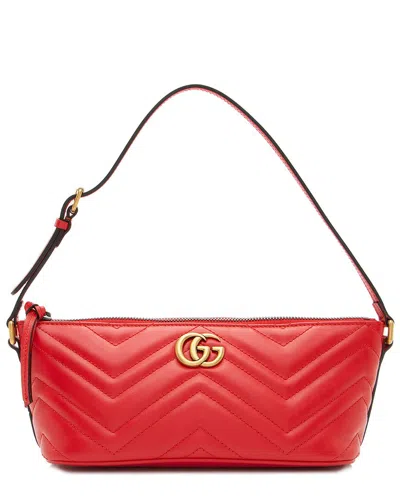 GUCCI GUCCI RED LEATHER GG MARMONT SLING SHOULDER BAG (AUTHENTIC PRE-LOVED)