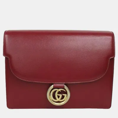 Pre-owned Gucci Red Leather Gg Ring Shoulder Bag