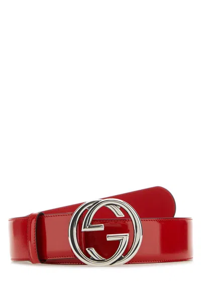 Gucci Interlocking G Buckle Belt In Red