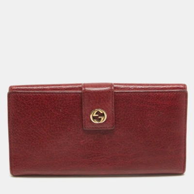 Pre-owned Gucci Red Leather Interlocking G Continental Wallet