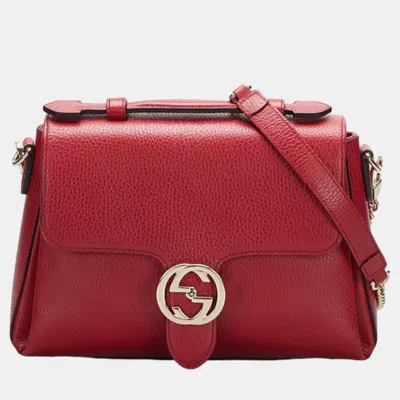 Pre-owned Gucci Red Leather Interlocking G Leather Crossbody Bag