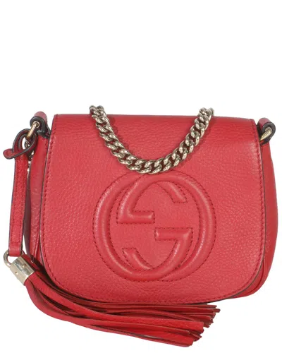 Gucci Red Leather Interlocking G Small Soho Flap Bag (authentic Pre-loved)