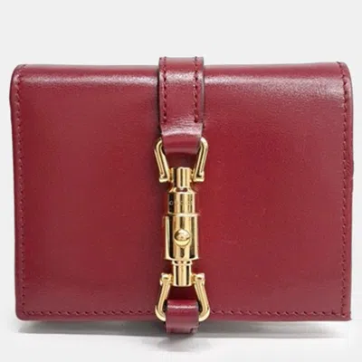 Pre-owned Gucci Red Leather Jackie 1961 Wallet