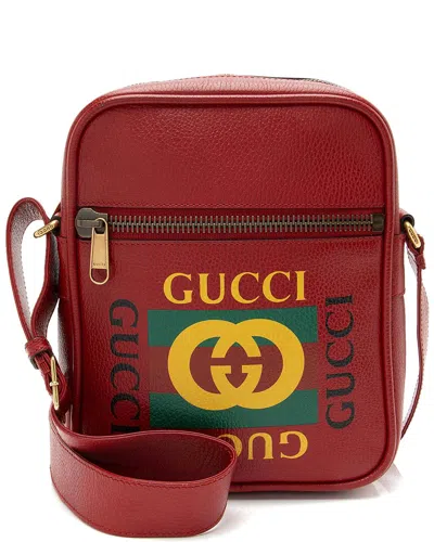 Gucci Red Leather Logo Messenger (authentic Pre-loved)