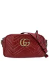 Gucci Red Leather Marmont Shoulder Bag (authentic Pre-loved) In Burgundy