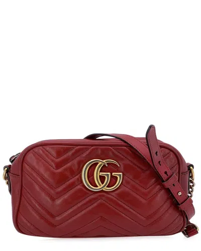Gucci Red Leather Marmont Shoulder Bag (authentic Pre-loved) In Burgundy