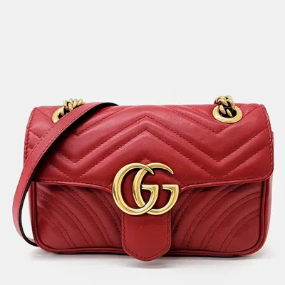 Pre-owned Gucci Red Leather Matrasse Mini Shoulder Bag