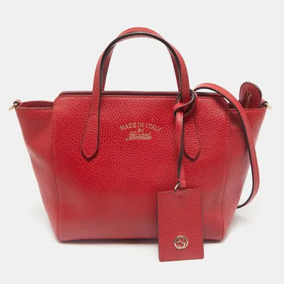 Pre-owned Gucci Red Leather Mini Swing Tote