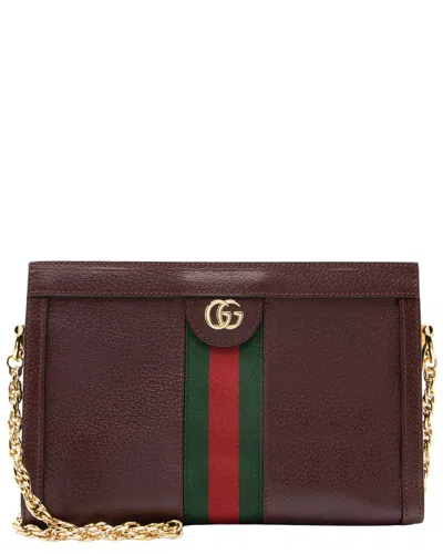 Pre-owned Gucci Red Leather, Nylon Ophidia Medium Chain Shoulder Bag (authentic Pre-loved)