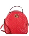 Gucci Red Leather Quilted Marmont Backpack (authentic Pre-loved) In Red