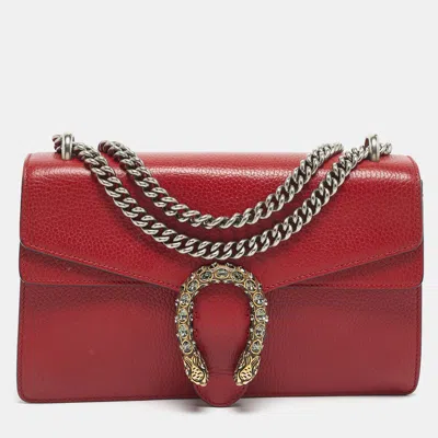 Pre-owned Gucci Red Leather Small Dionysus Crystals Shoulder Bag