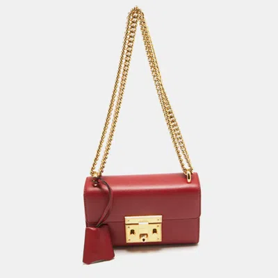 Pre-owned Gucci Red Leather Small Padlock Shoulder Bag