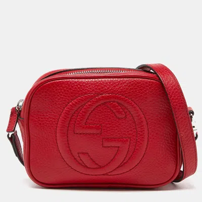 Pre-owned Gucci Red Leather Soho Crossbody Bag