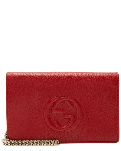 Gucci Red Leather Soho Wallet On Chain (authentic Pre-loved) In Pattern