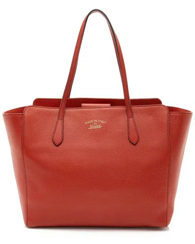 Gucci Red Leather Swing Medium Tote (authentic Pre-loved)
