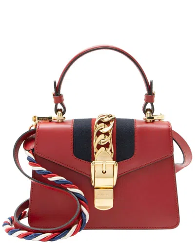 Gucci Red Leather Sylvie Mini Top Handle (authentic Pre-loved)