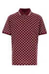 Gucci Men Red Polo Shirt With Striped Classic Collar In Gg Jacquard Cotton Man In Burgundy