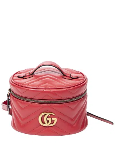 Pre-owned Gucci Red Marmont Quilted Leather Marmont Mini Backpack (authentic Pre-loved)