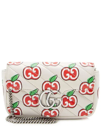 Gucci Red Matelasse Leather Apple Gg Marmont Mini Flap Bag (authentic Pre-  Loved)