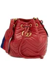 Gucci Red Leather & Nylon Gg Marmont Bucket Bag (authentic Pre-loved) In Red