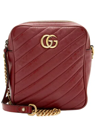 Gucci Red Matelasse Leather Gg Marmont Rectangular Mini Shoulder Bag  (authentic Pre-loved)